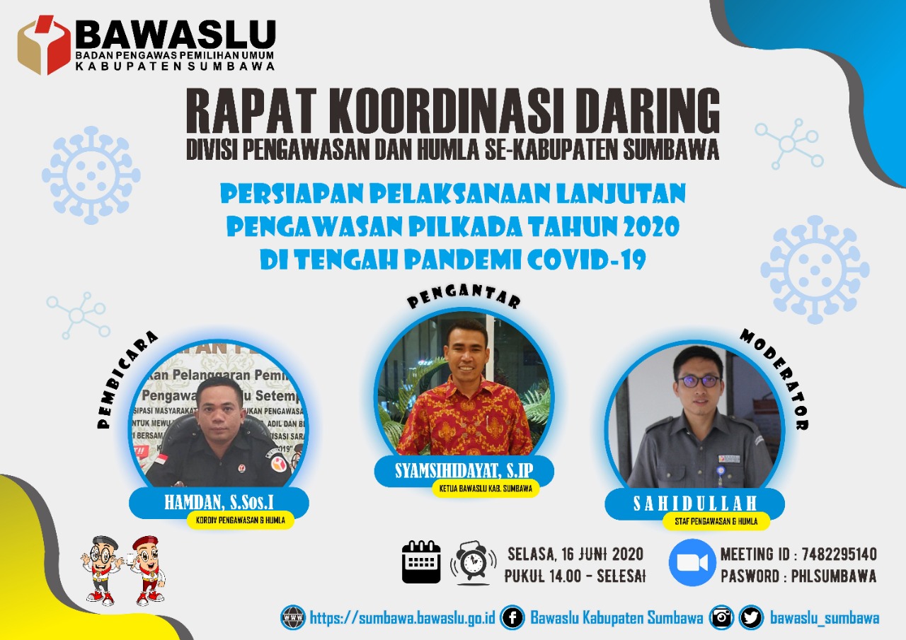 Rapat Koordinasi Daring Bawaslu Kabupaten Sumbawa Dengan Panwascam
